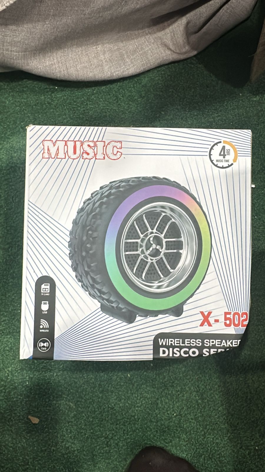 X-502 RGB Wheel-Shaped Wireless Speaker with Subwoofer Portable USB/BT Card Playback for Parties Computer Use