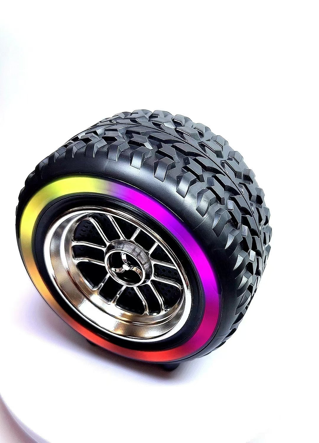 X-502 RGB Wheel-Shaped Wireless Speaker with Subwoofer Portable USB/BT Card Playback for Parties Computer Use