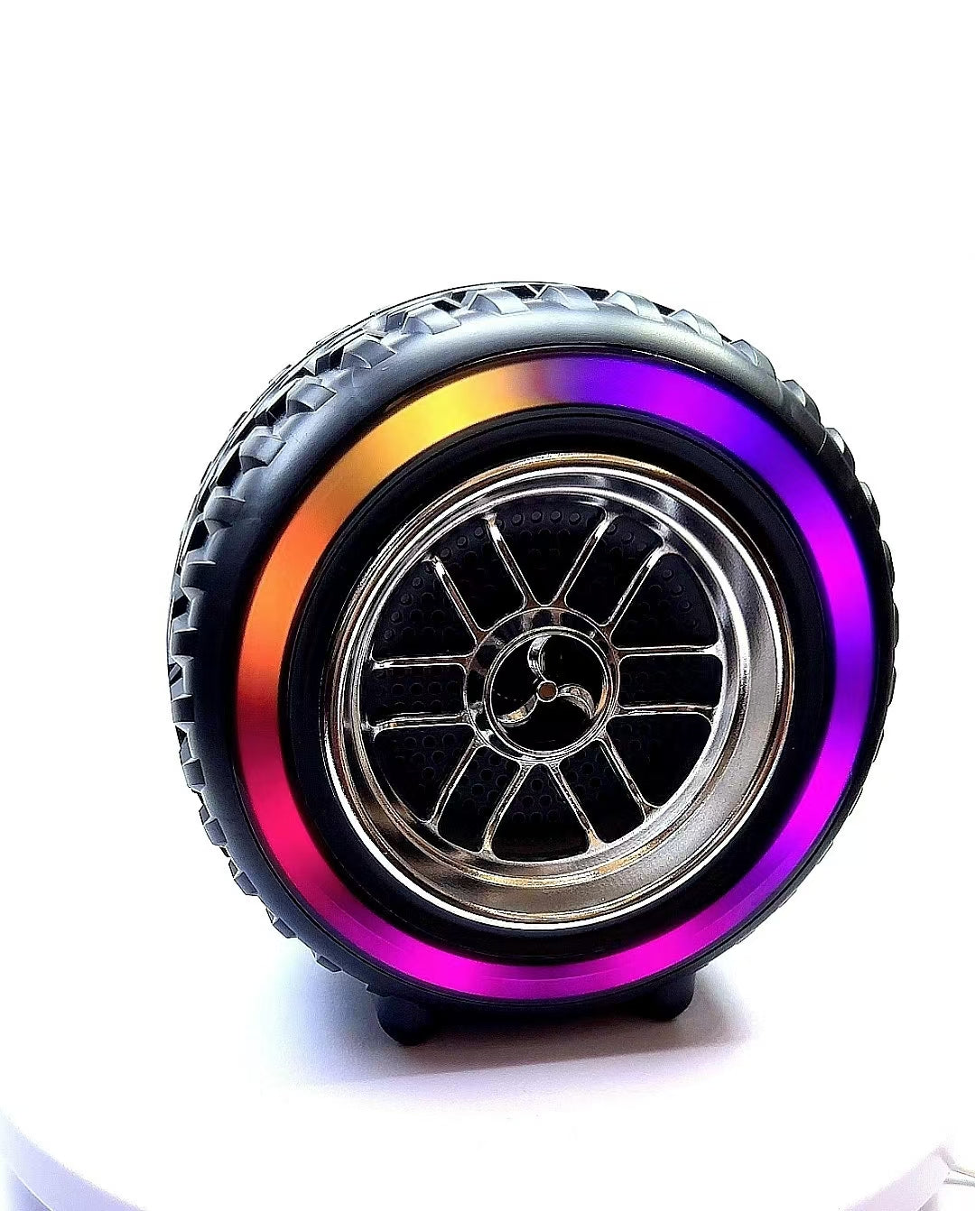 X-502 RGB Wheel-Shaped Wireless Speaker with Subwoofer Portable USB/BT Card Playback for Parties Computer Use